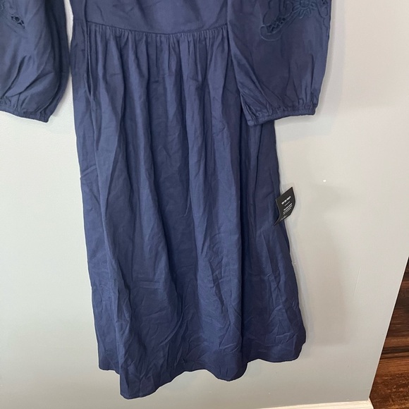 NWT Lulus Sunny Enchantment Navy Embroidered Balloon Sleeve Midi Dress - Picture 7 of 14